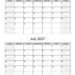 june july two months 2027 calendar vertical
