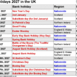 uk bank holidays 2027