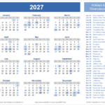2027 calendar with holidays