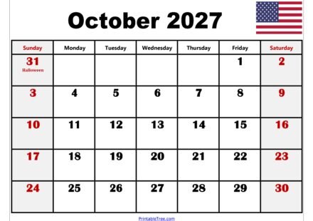 October 2027 Calendar with Holidays