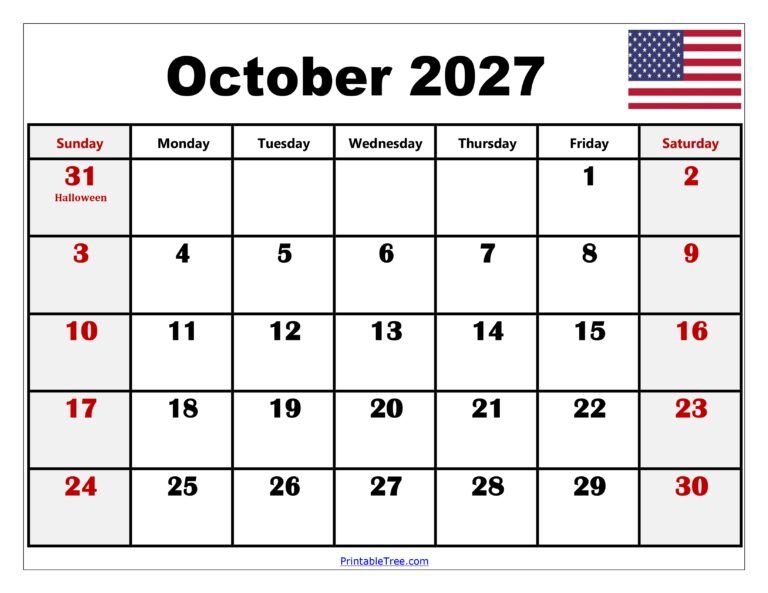Printable October 2027 Calendar 25 October 2027 Calendar with Holidays