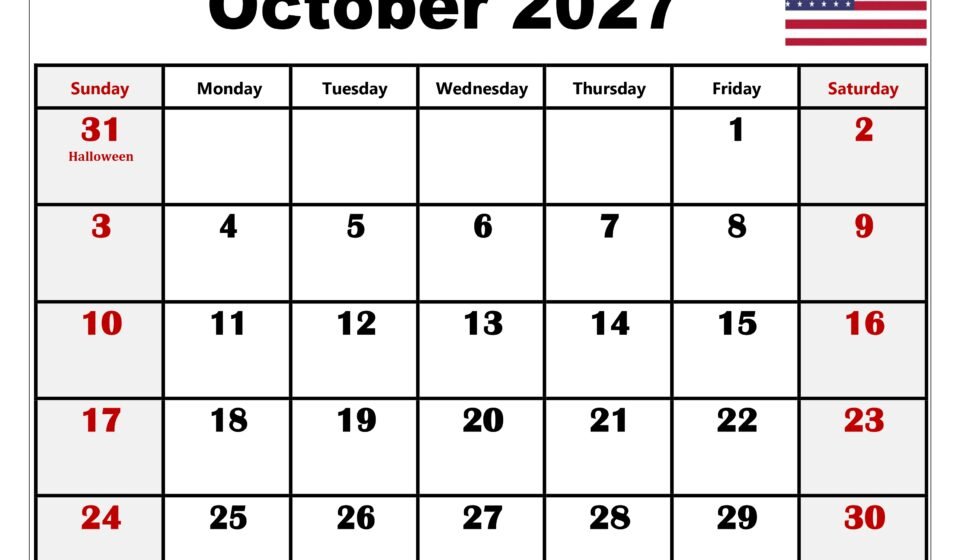 October 2027 Calendar with Holidays