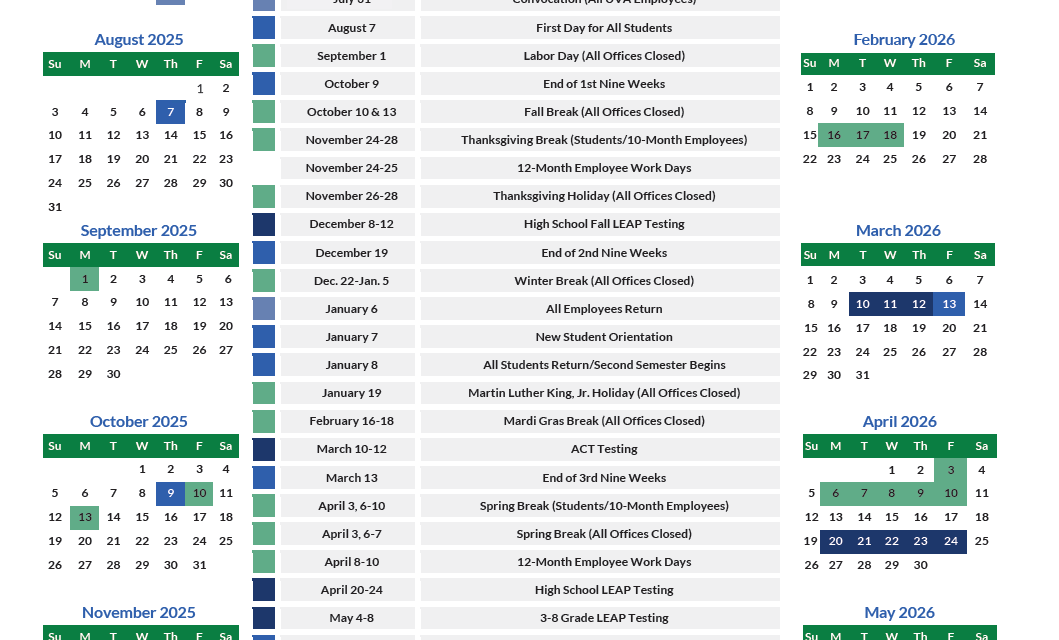 UVA 2025 26 Calendar