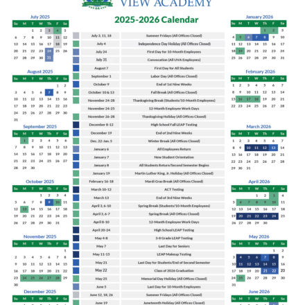 UVA 2025 26 Calendar