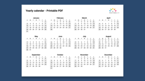 card image yearly calendar